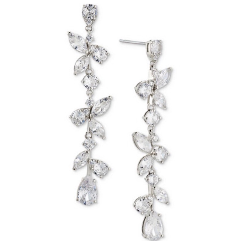 Eliot Danori Silver Tone Cubic Zirconia Marquise Vine Linear Drop‎ Earrings